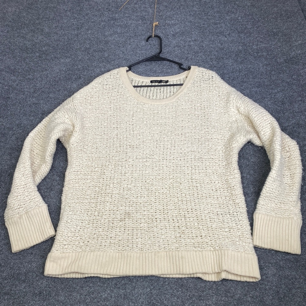 Rag & Bone JEAN Cream Chunky Knit Crew Neck Sweater Ivory Long Sleeve Large